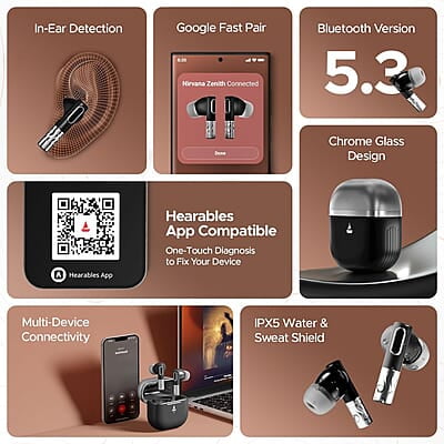 boAt Nirvana Zenith Truly Wireless in Ear Ear Buds w/Dolby Audio, 50dB ANC, Adaptive EQ Powered by Mimi, 6-Mic AI-ENx™, 50 Hrs. Playback & Hearables App Support boAt Nirvana Zenith Truly Wireless in Ear Ear Buds w/Dolby Audio, 50dB ANC, Adaptive EQ Powered by Mimi, 6-Mic AI-ENx™, 50 Hrs. Playback & Hearables App Support