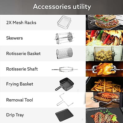AGARO Regency Air Fryer For Home, 12L, Family Rotisserie Oven, 1800W, 9 Preset Menu AGARO Regency Air Fryer For Home, 12L, Family Rotisserie Oven, 1800W, 9 Preset Menu