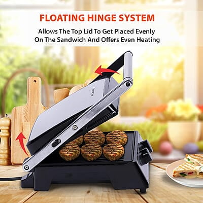 AGARO Grand 2000 Watts Super Jumbo Sandwich Maker with Non-Stick Grill Plates, 180° Flat Openable Plates AGARO Grand 2000 Watts Super Jumbo Sandwich Maker with Non-Stick Grill Plates, 180° Flat Openable Plates