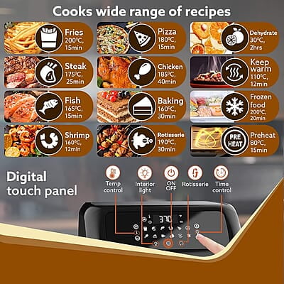 AGARO Regency Air Fryer For Home, 12L, Family Rotisserie Oven, 1800W, 9 Preset Menu AGARO Regency Air Fryer For Home, 12L, Family Rotisserie Oven, 1800W, 9 Preset Menu