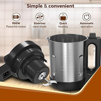 AGARO Elite Soup Maker, 1 Litre, Automatic Blending & Heating,6 Preset Cooking Functions, Copper Motor, Stainless Steel Blades, Grey AGARO Elite Soup Maker, 1 Litre, Automatic Blending & Heating,6 Preset Cooking Functions, Copper Motor, Stainless Steel Blades, Grey