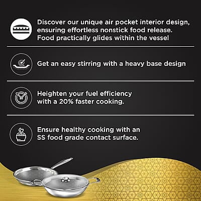 Preethi Diva Collection Triply Stainless Steel Fry Pan with API Technology, 26 cm, Gas & Induction Preethi Diva Collection Triply Stainless Steel Fry Pan with API Technology, 26 cm, Gas & Induction