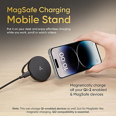 Ambrane 15W MagSafe Wireless Charger & Mobile Stand Lightweight & Foldable for iPhone 15/15 Plus/15 Pro/15 Pro Max, iPhone 12/13/14 Series & Other Qi Devices + Magnetic Ring Ambrane 15W MagSafe Wireless Charger & Mobile Stand Lightweight & Foldable for iPhone 15/15 Plus/15 Pro/15 Pro Max, iPhone 12/13/14 Series & Other Qi Devices + Magnetic Ring