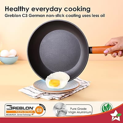 Wonderchef Caesar Forged Virgin Aluminium Fry Pan, 1 ltr, 20cm, Black, Healthy Greblon C3 Wonderchef Caesar Forged Virgin Aluminium Fry Pan, 1 ltr, 20cm, Black, Healthy Greblon C3