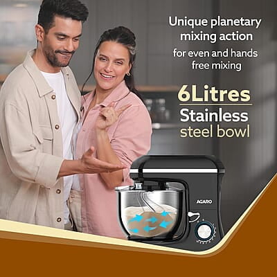 AGARO Imperial Stand Mixer,1400W with 6L SS Bowl, 1.5L Blending Jar,10 Speed With Pulse Function, 100% Copper Motor AGARO Imperial Stand Mixer,1400W with 6L SS Bowl, 1.5L Blending Jar,10 Speed With Pulse Function, 100% Copper Motor