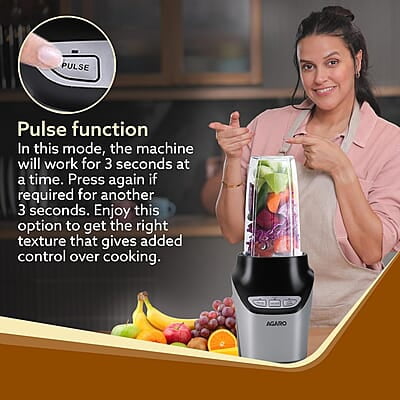 AGARO Marvel Nutri Blender, BPA Free 2 Tritan Jars, 1000W, 100% Copper Motor, 2 Speed Modes with Pulse, Detachable Base, Stainless Steel Blades, Blend, Mix, Grind, Smoothie, Juice Maker, Black AGARO Marvel Nutri Blender, BPA Free 2 Tritan Jars, 1000W, 100% Copper Motor, 2 Speed Modes with Pulse, Detachable Base, Stainless Steel Blades, Blend, Mix, Grind, Smoothie, Juice Maker, Black