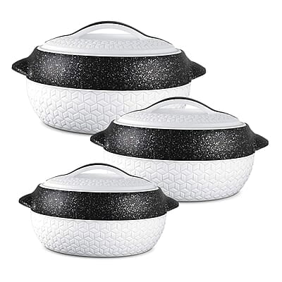 MILTON Stainless Steel Casserole - Set of 3, White MILTON Stainless Steel Casserole - Set of 3, White