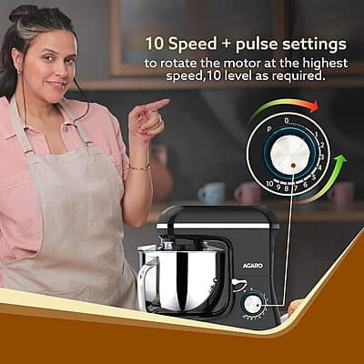 AGARO Imperial Stand Mixer,1400W with 6L SS Bowl, 1.5L Blending Jar,10 Speed With Pulse Function, 100% Copper Motor AGARO Imperial Stand Mixer,1400W with 6L SS Bowl, 1.5L Blending Jar,10 Speed With Pulse Function, 100% Copper Motor