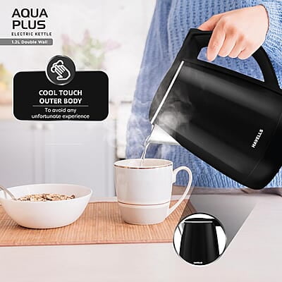 Havells Electric Kettle Aqua Plus 1250 Watts 1.2 liters , Double Layered Cool Touch Outer Body black Havells Electric Kettle Aqua Plus 1250 Watts 1.2 liters , Double Layered Cool Touch Outer Body black