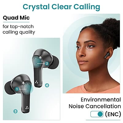 Ambrane TWS in Ear Earbuds with ENC Clear Calls & High Bass, 31h Playtime, BT 5.1 Wireless Headphone, Touch Control in Ear TWS with 4 Mic, IPX4 Water Resistance & Voice Assistance Ambrane TWS in Ear Earbuds with ENC Clear Calls & High Bass, 31h Playtime, BT 5.1 Wireless Headphone, Touch Control in Ear TWS with 4 Mic, IPX4 Water Resistance & Voice Assistance