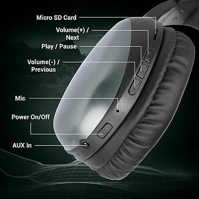 ZEBRONICS Thunder PRO Over Ear Wireless Headphone with Dual Pairing, Gaming Mode, ENC, Bluetooth, Call Function, Aux, Micro SD, Voice Assistant, Deep Bass, Up to 60h Backup ZEBRONICS Thunder PRO Over Ear Wireless Headphone with Dual Pairing, Gaming Mode, ENC, Bluetooth, Call Function, Aux, Micro SD, Voice Assistant, Deep Bass, Up to 60h Backup