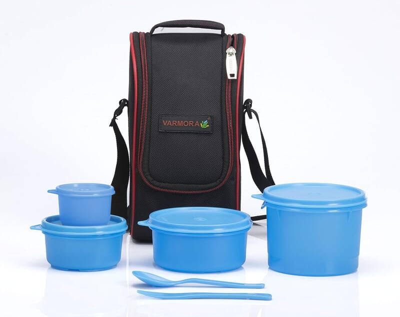 Varmora Mini Lunch Box, Blue, 4 Pieces