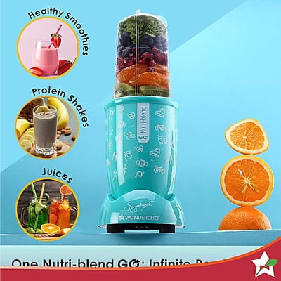Wonderchef Nutri-blend GO, 22000 RPM 400 W 1 Unbreakable Jar Wonderchef Nutri-blend GO, 22000 RPM 400 W 1 Unbreakable Jar