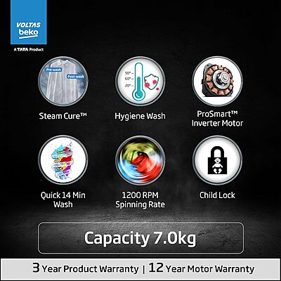 Voltas Beko, A Tata Product 7 Kg 5 Star Inverter, Fully Automatic Front Load Washing Machine Voltas Beko, A Tata Product 7 Kg 5 Star Inverter, Fully Automatic Front Load Washing Machine