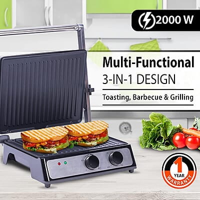 AGARO Grand 2000 Watts Super Jumbo Sandwich Maker with Non-Stick Grill Plates, 180° Flat Openable Plates AGARO Grand 2000 Watts Super Jumbo Sandwich Maker with Non-Stick Grill Plates, 180° Flat Openable Plates