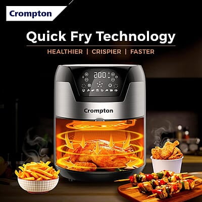 Crompton NourisPro DG 4.5 Ltr Digital Air Fryer with Quick Fry Technology 1500 Watts Double Inner Bowl for Easy Cleaning Crompton NourisPro DG 4.5 Ltr Digital Air Fryer with Quick Fry Technology 1500 Watts Double Inner Bowl for Easy Cleaning