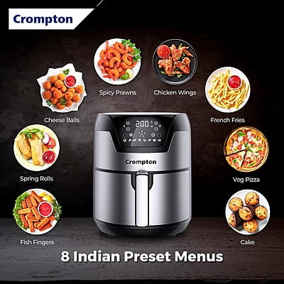 Crompton NourisPro DG 4.5 Ltr Digital Air Fryer with Quick Fry Technology 1500 Watts Double Inner Bowl for Easy Cleaning Crompton NourisPro DG 4.5 Ltr Digital Air Fryer with Quick Fry Technology 1500 Watts Double Inner Bowl for Easy Cleaning