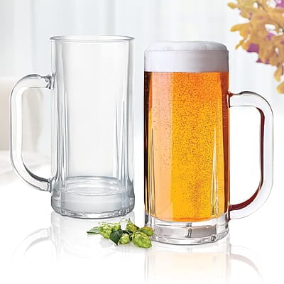 Treo by Milton Ronald Cool Glass Beer Mug Set of 2, 365 ml, Transparent Glasses for Beer, Drinks, Cocktail Treo by Milton Ronald Cool Glass Beer Mug Set of 2, 365 ml, Transparent Glasses for Beer, Drinks, Cocktail