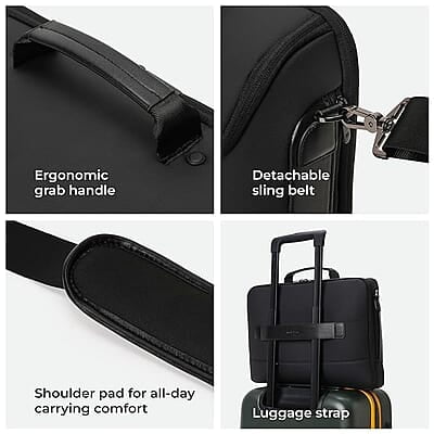MOKOBARA The Transit Briefcase Vegan Leather & Nylon 15L Laptop Crossbody Messenger Bag for Men & Women MOKOBARA The Transit Briefcase Vegan Leather & Nylon 15L Laptop Crossbody Messenger Bag for Men & Women