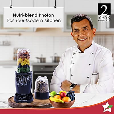 Wonderchef Nutri Blend Photon with Sipper Lid 22000 RPM, 400W Grinder,Blender & Smoothie Maker Wonderchef Nutri Blend Photon with Sipper Lid 22000 RPM, 400W Grinder,Blender & Smoothie Maker