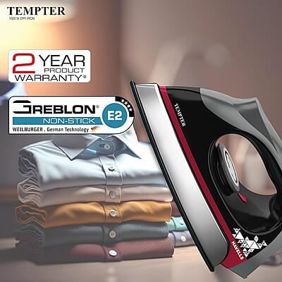 Havells Abs Tempter 1000 Watts Dry Iron Press With Greblon E2 Grade Non-Stick Coated Sole Plate