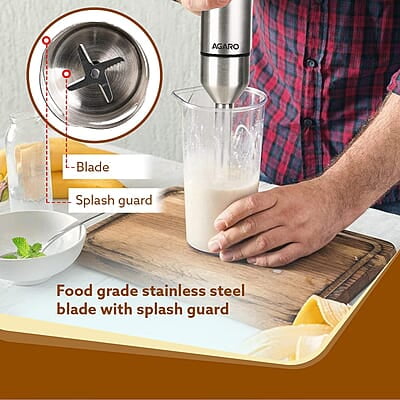 AGARO Grand 1000 Watts Hand Blender With Chopper, Jar & Whisker, 2 Variable Speed Modes & Speed Regulator, Stainless Steel Blades(Black), 400mmx60mm AGARO Grand 1000 Watts Hand Blender With Chopper, Jar & Whisker, 2 Variable Speed Modes & Speed Regulator, Stainless Steel Blades(Black), 400mmx60mm
