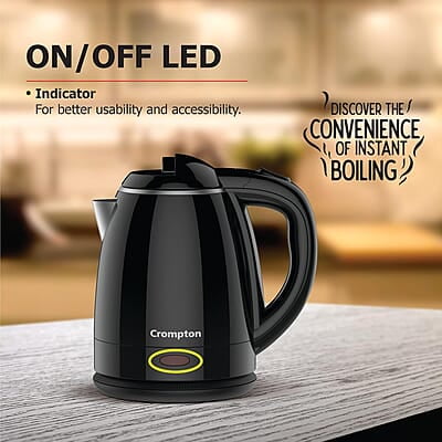 Crompton Activ Hot 1.5 litres Cool Touch Electric Kettle (Black), 1500 Watts Crompton Activ Hot 1.5 litres Cool Touch Electric Kettle (Black), 1500 Watts