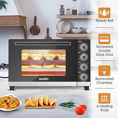 AGARO ROYAL 60 Litres Oven Toaster Griller (OTG), Motorised Rotisserie, Convection, 3 Heating Modes, 3 Function Options, 2000W AGARO ROYAL 60 Litres Oven Toaster Griller (OTG), Motorised Rotisserie, Convection, 3 Heating Modes, 3 Function Options, 2000W