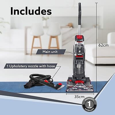 AGARO Elite Upright Wet & Dry Carpet Cleaner, 800W, 13.5 kPa Suction Pressure, 2 in 1 Handheld Carpet Spot Cleaner Machine AGARO Elite Upright Wet & Dry Carpet Cleaner, 800W, 13.5 kPa Suction Pressure, 2 in 1 Handheld Carpet Spot Cleaner Machine