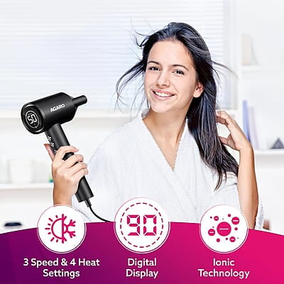 AGARO HD3240 Hair Dryer, Brushless 1600W Motor, 3 Speed & 4 temperature settings AGARO HD3240 Hair Dryer, Brushless 1600W Motor, 3 Speed & 4 temperature settings