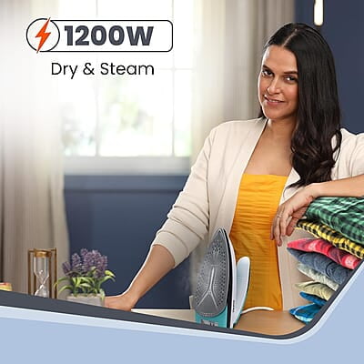 AGARO Primo Travel Steam Iron, 1200W, Compact, Ceramic Coated Sole plate AGARO Primo Travel Steam Iron, 1200W, Compact, Ceramic Coated Sole plate