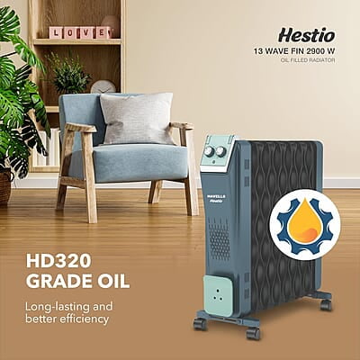 Havells Hestio 13 Wave Fin OFR 2900 Watt with 3 Heat Setting 1000W/1500W/2500W & PTC Heater 400W