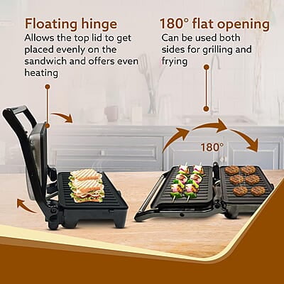 AGARO Galaxy 1000-Watt Sandwich Maker with Non-Stick Grill Plates, 180° Flat Openble Plates AGARO Galaxy 1000-Watt Sandwich Maker with Non-Stick Grill Plates, 180° Flat Openble Plates