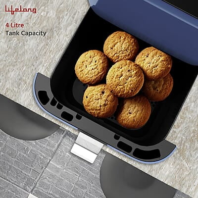 Lifelong 1200W 4L Air Fryer with Hot Air Circulation Technology with Timer Selection
