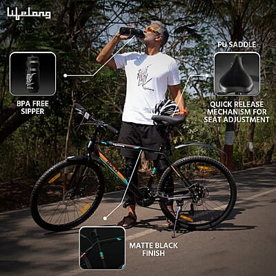 Lifelong Cycle for Adults - MTB Gear Cycle, Mountain Bike with V- Brakes - Lightweight, Bicycle for Men and Women Rider