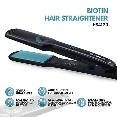Havells HS4123 Biotin Infused Wide Plates & Temperature Control Hair Straightener Havells HS4123 Biotin Infused Wide Plates & Temperature Control Hair Straightener