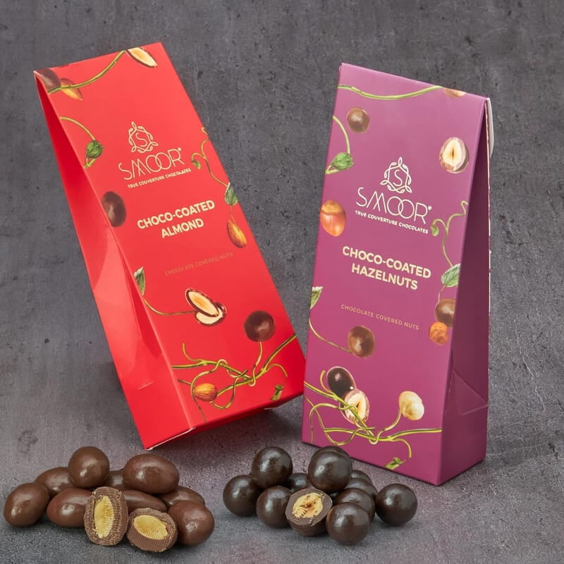 Smoor Chocolate Coated Nuts Treats Pack of 2 - Hazelnut & Almond 50 gm x 2 Smoor Chocolate Coated Nuts Treats Pack of 2 - Hazelnut & Almond 50 gm x 2