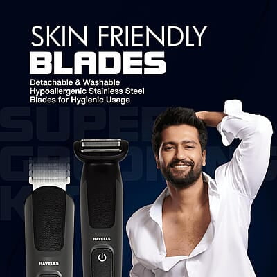 Havells Super Grooming Kit Gs8714,15 In 1,Ipx7 Fully Washable,Full Body Groomer For Men,120 Min Of Run Time With Fast Charge Havells Super Grooming Kit Gs8714,15 In 1,Ipx7 Fully Washable,Full Body Groomer For Men,120 Min Of Run Time With Fast Charge