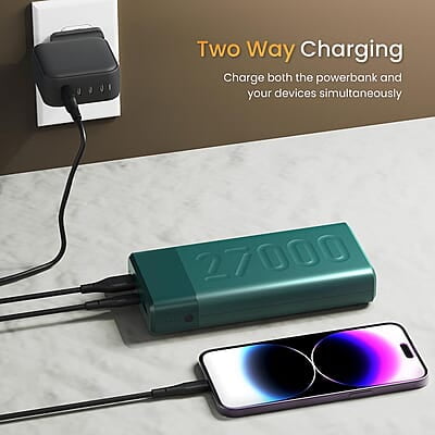 Ambrane 27000mAh Power Bank, 20W Fast Charging, Triple Output, Type C PD (Input & Output) Ambrane 27000mAh Power Bank, 20W Fast Charging, Triple Output, Type C PD (Input & Output)