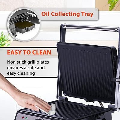 AGARO Grand 2000 Watts Super Jumbo Sandwich Maker with Non-Stick Grill Plates, 180° Flat Openable Plates AGARO Grand 2000 Watts Super Jumbo Sandwich Maker with Non-Stick Grill Plates, 180° Flat Openable Plates