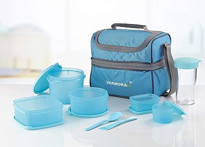 Varmora Classic Lunch Box (Tiffine) 5 Container,Sparkle Buddy 350ml, 1 Nos Spoon & Fork Varmora Classic Lunch Box (Tiffine) 5 Container,Sparkle Buddy 350ml, 1 Nos Spoon & Fork
