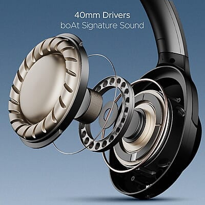 boAt Nirvana 751 ANC w/Hybrid Active Noise Cancelling, Up to 65 Hours Playtime, ASAP Charge, Ambient Sound Mode, Immersive Sound, Carry Pouch Bluetooth Wireless Over Ear Headphones