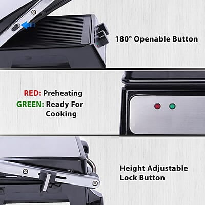 AGARO Grand 2000 Watts Super Jumbo Sandwich Maker with Non-Stick Grill Plates, 180° Flat Openable Plates AGARO Grand 2000 Watts Super Jumbo Sandwich Maker with Non-Stick Grill Plates, 180° Flat Openable Plates