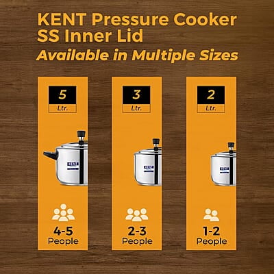 KENT Stainless Steel 2 Litre Pressure Cooker with SS Inner Lid