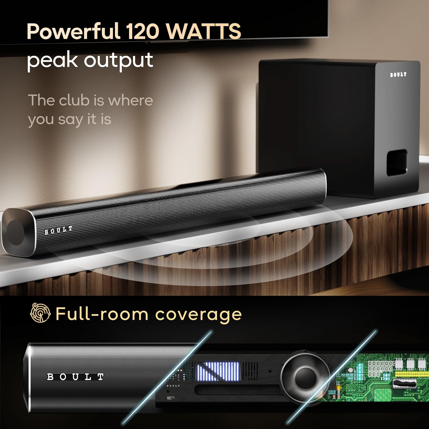 Boult Just Launched X120 2.1 Channel Bluetooth Soundbar with BoomX Subwoofer, 120-Watt