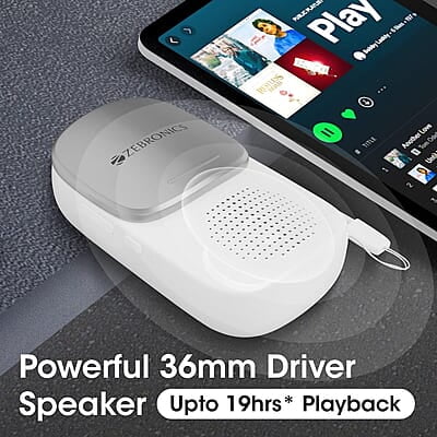 ZEBRONICS Sound Bomb X1 3-in-1 Wireless Bluetooth v5.0 In Ear Earbuds + Speaker Combo with 30 Hour Backup, Built-in LED Torch, Call Function, Voice Asst, Type C and Splash Proof Portable Design ZEBRONICS Sound Bomb X1 3-in-1 Wireless Bluetooth v5.0 In Ear Earbuds + Speaker Combo with 30 Hour Backup, Built-in LED Torch, Call Function, Voice Asst, Type C and Splash Proof Portable Design