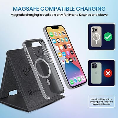 Portronics Freedom Fold 3 15W 3 in 1 Foldable MagSafe Compatible Wireless Charger for iPhone Apple Watches & AirPods