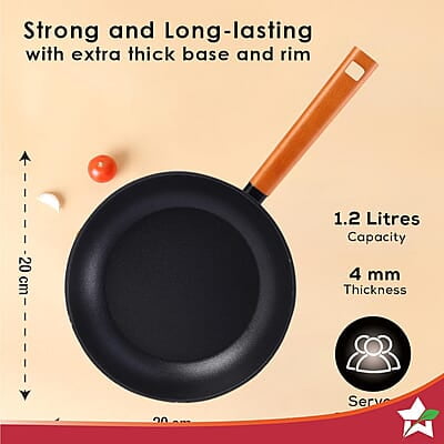 Wonderchef Caesar Forged Virgin Aluminium Fry Pan, 1 ltr, 20cm, Black, Healthy Greblon C3 Wonderchef Caesar Forged Virgin Aluminium Fry Pan, 1 ltr, 20cm, Black, Healthy Greblon C3