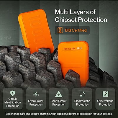 Ambrane 10000mAh Rugged, Slim & Compact Powerbank, 22.5W Fast Charging, USB & Type C Output Ambrane 10000mAh Rugged, Slim & Compact Powerbank, 22.5W Fast Charging, USB & Type C Output