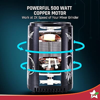 Wonderchef Nutri Blend Smart CKM Automatic Mixer Grinder 22000 RPM 4 Unbreakable Jars 500 W